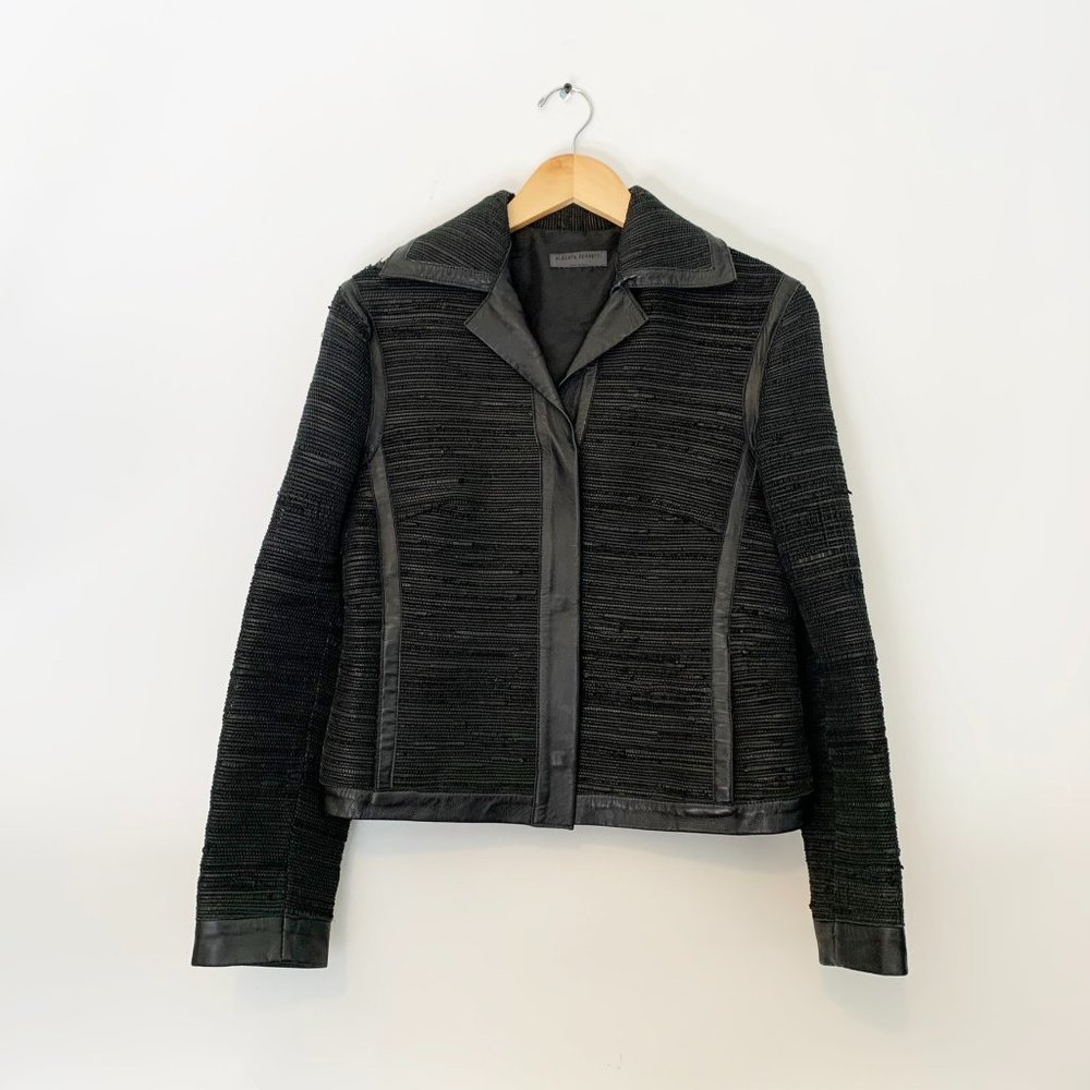 Alberta Ferretti Woven Leather Moto Jacket